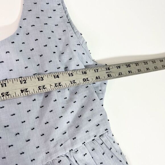 Sim & Sam Dress Women Large Sleeveless Blue Dash Print Lined Summer Bow Mini - Picture 5 of 11